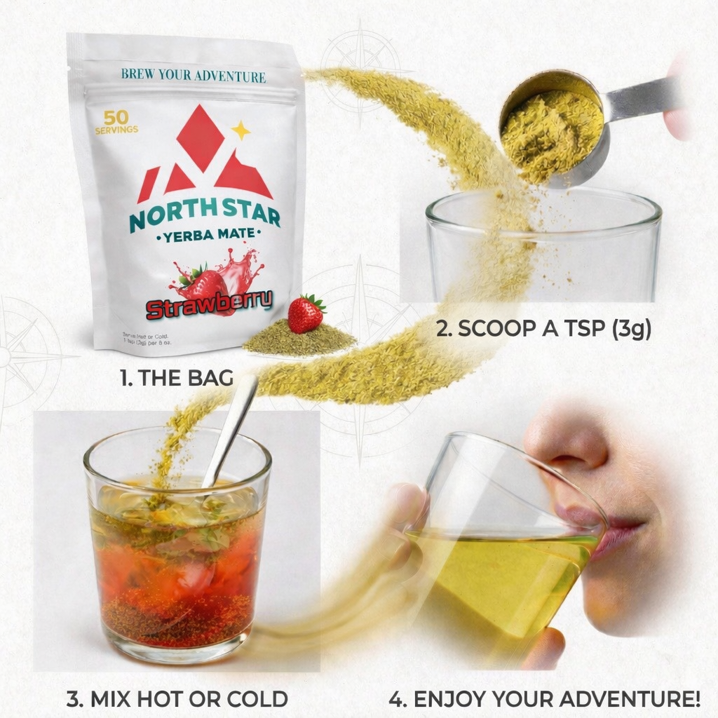 North Star Yerba Mate – Strawberry (150g)