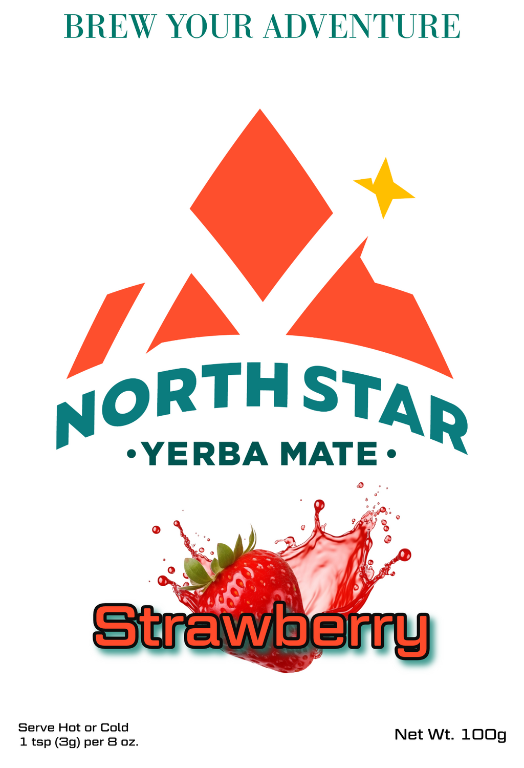 North Star Yerba Mate – Strawberry (100g)