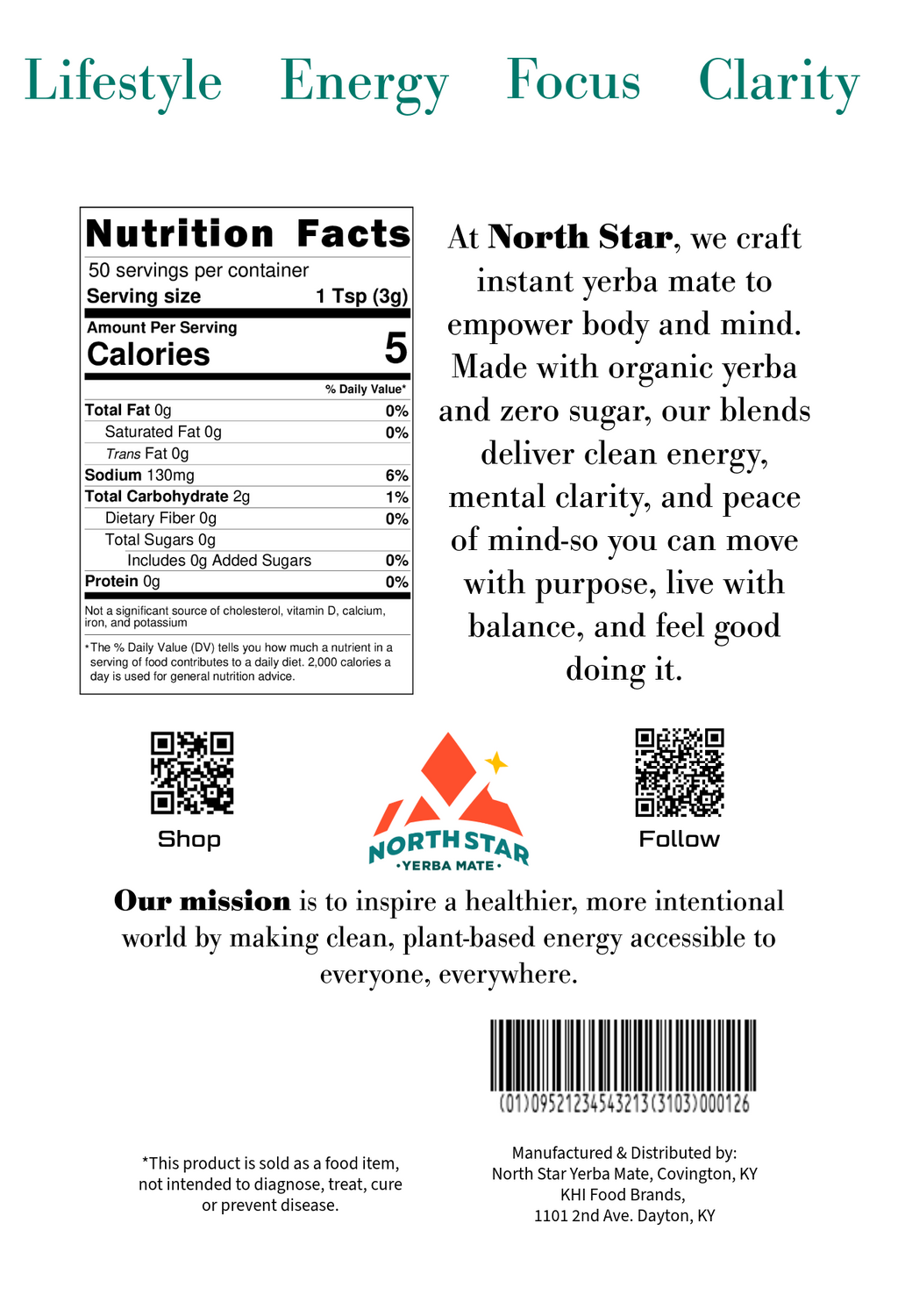 North Star Yerba Mate – Strawberry (150g)