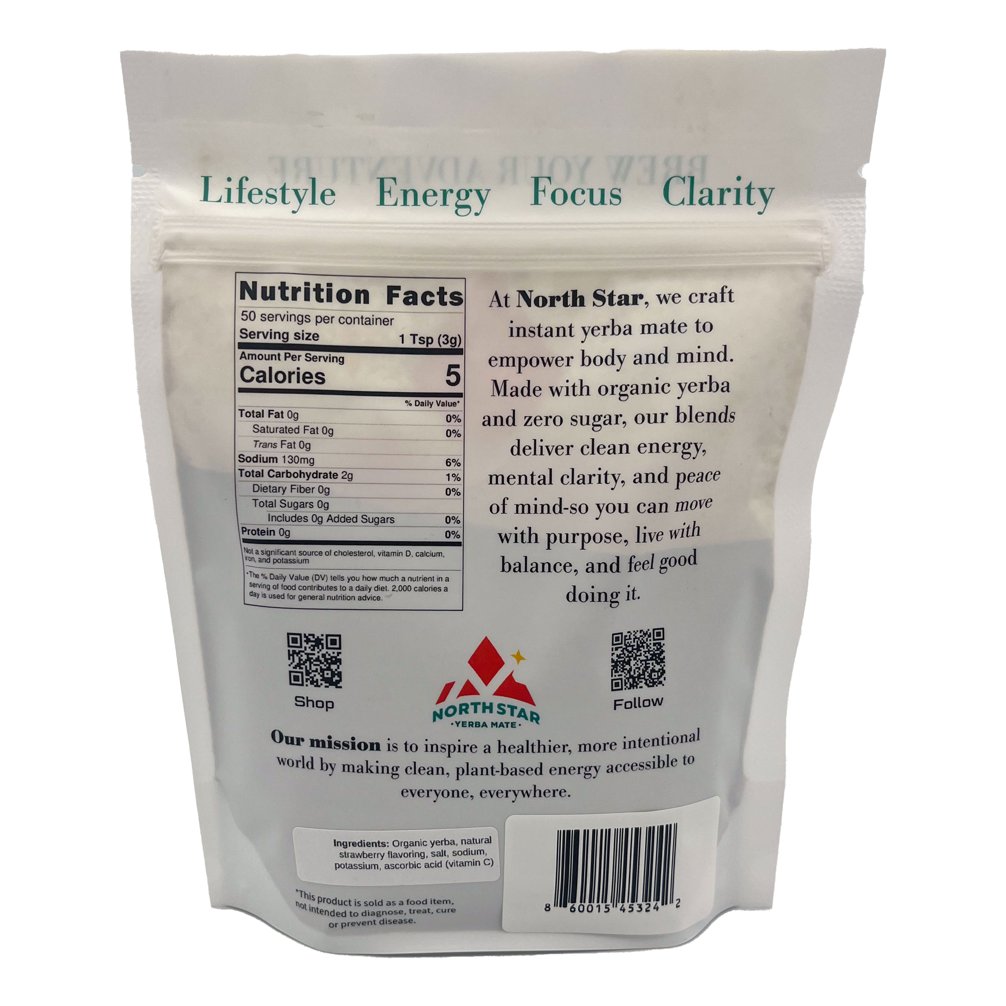 North Star Yerba Mate – Strawberry (150g)