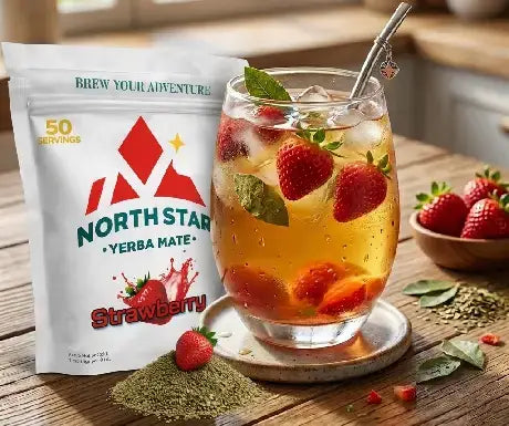North Star Yerba Mate Strawberry – Natural Berry Infused Energy Drink (100g)